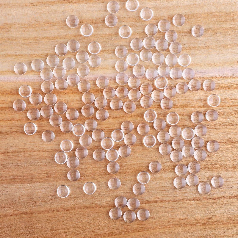 HAUTOCO 200pcs 8mm Glass Cabochons Round Clear Cabochons Dome Tiles for Earring Necklace Pendant Ring Keychain DIY Craft Jewelry Making - Image 4